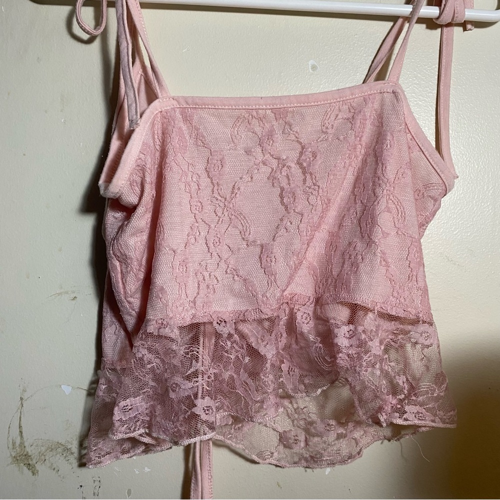 Pink Lace Ruched Cami Top - Picture 3 of 3